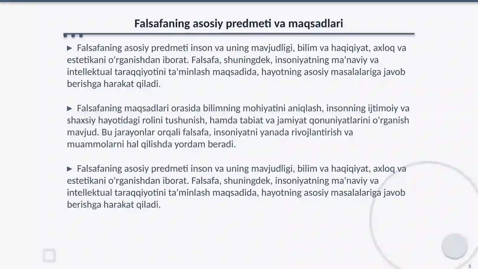 Falsafaning predmeti, asosiy masalalari, tuzulmasi, funksiyalari 3