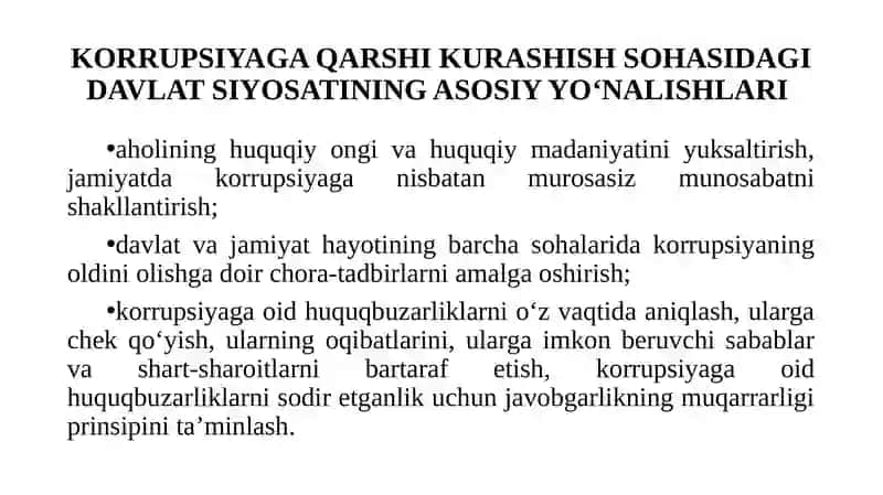 Korrupsiyaga Qarshi Kurash Siyosati 3