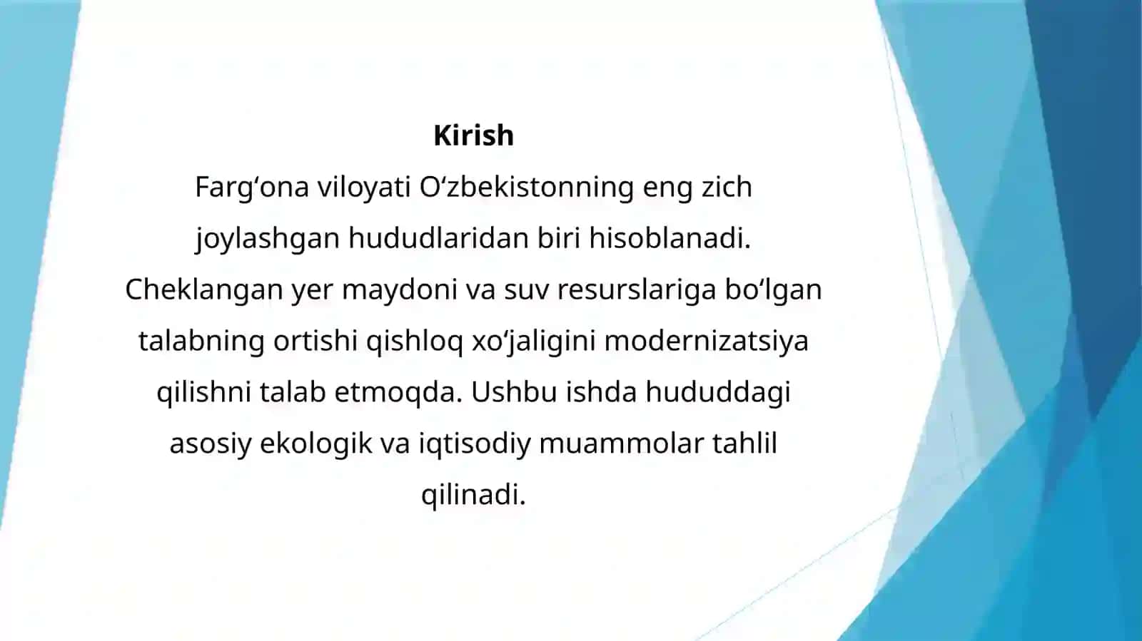 “Fargʻonada yer suv masalalari” 3