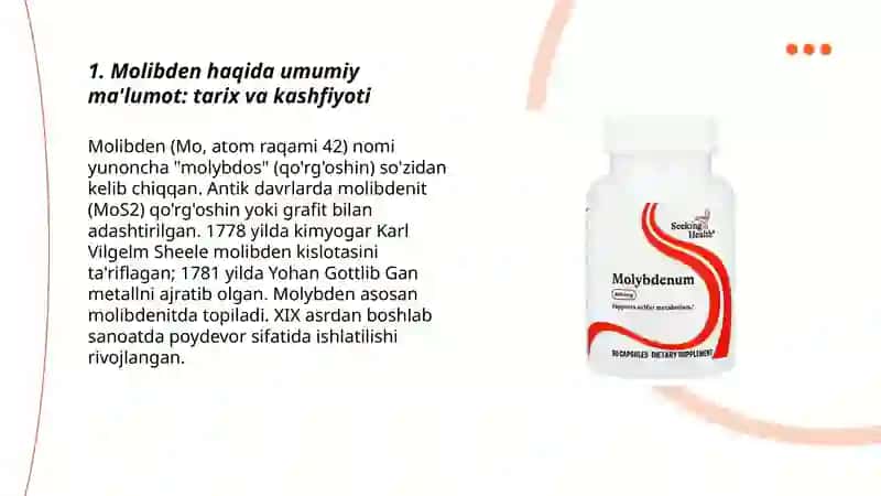 Molibdenning inson salomatligiga tasiri va ahamiyati 3