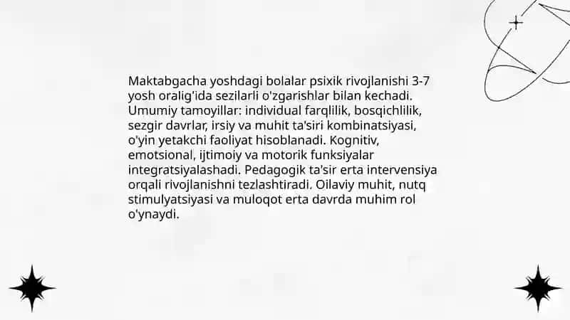 Maktabgacha yoshdagi bolalarning pisixik rivojlanishi va yetakchi faoliyati 3