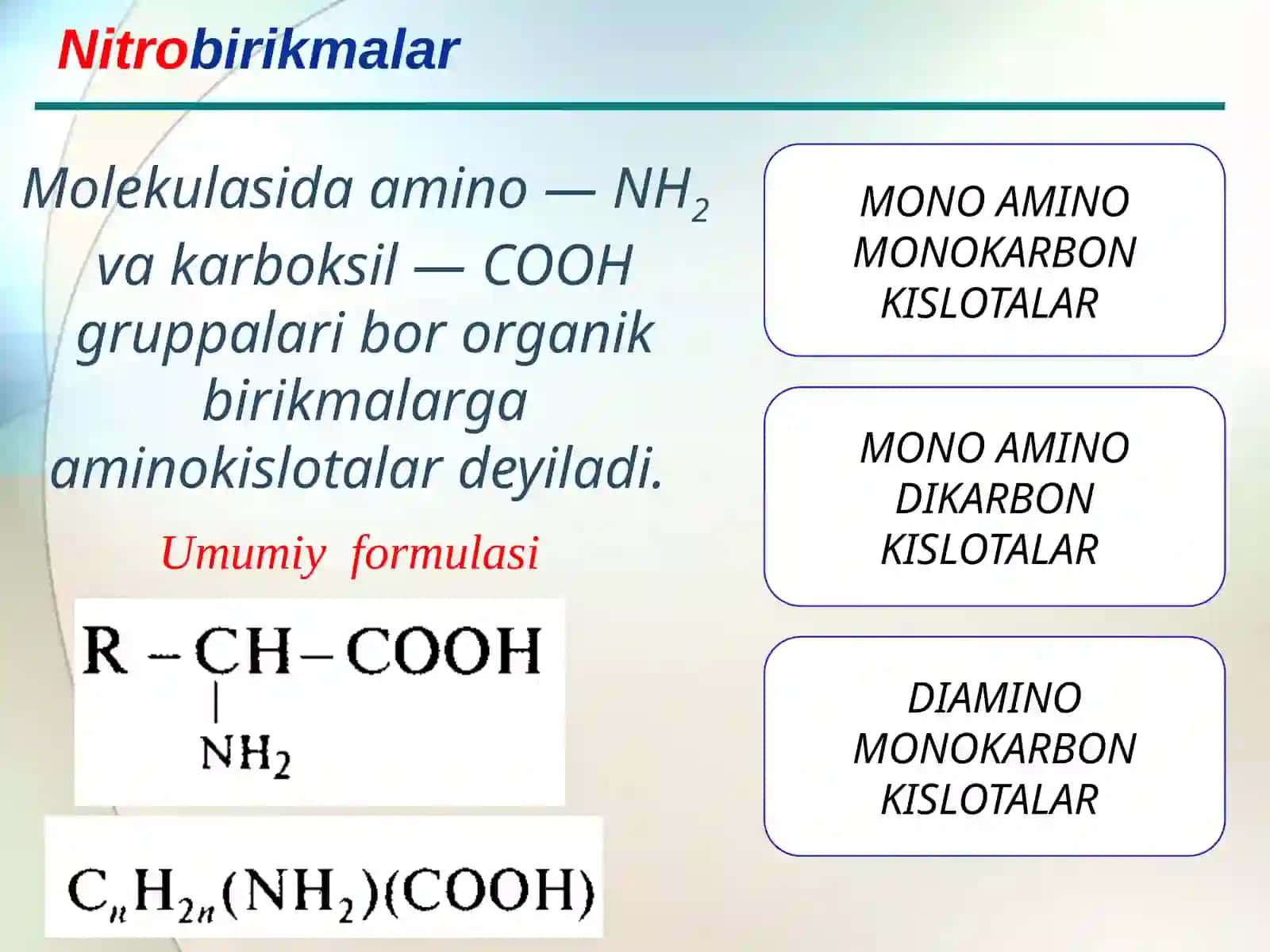 AMINO KISLOTALAR VA OQSILLAR 3