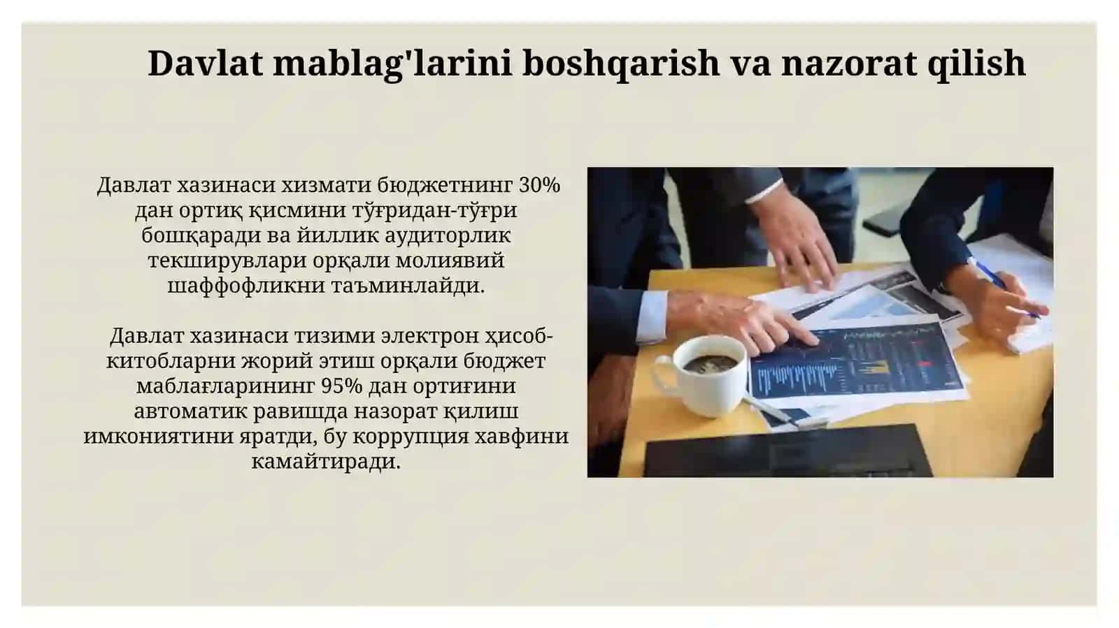 Davlat moliyasini boshqarishda Gʻaznachilik xizmati oʻrni 3