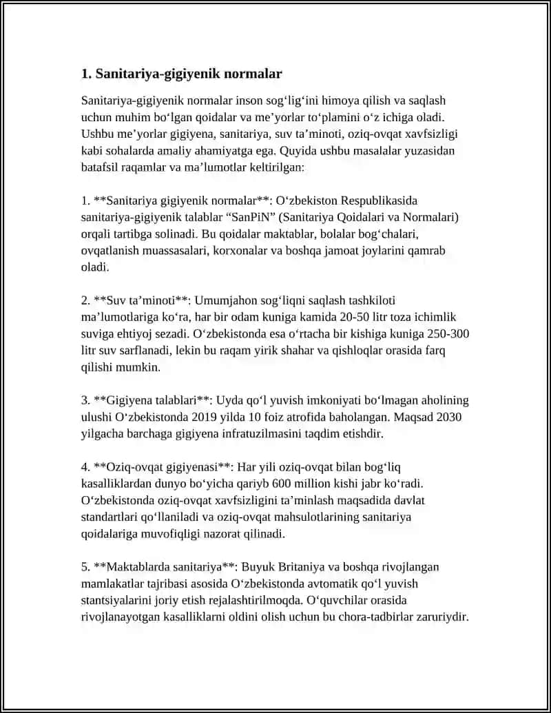 Sanitariya Gigiyenik va Ekologik Standartlar 3