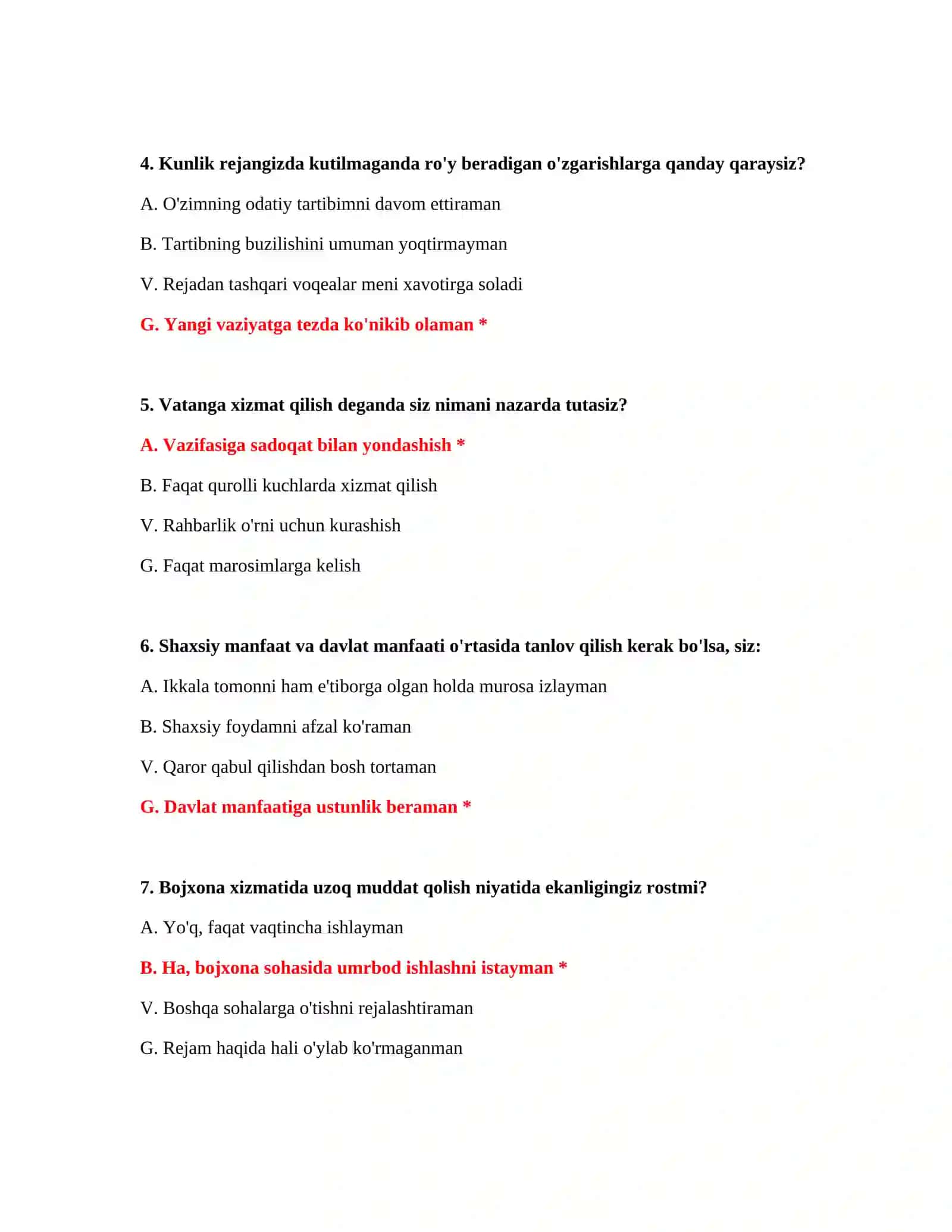 Bojxona akademiyasi testlari online 3