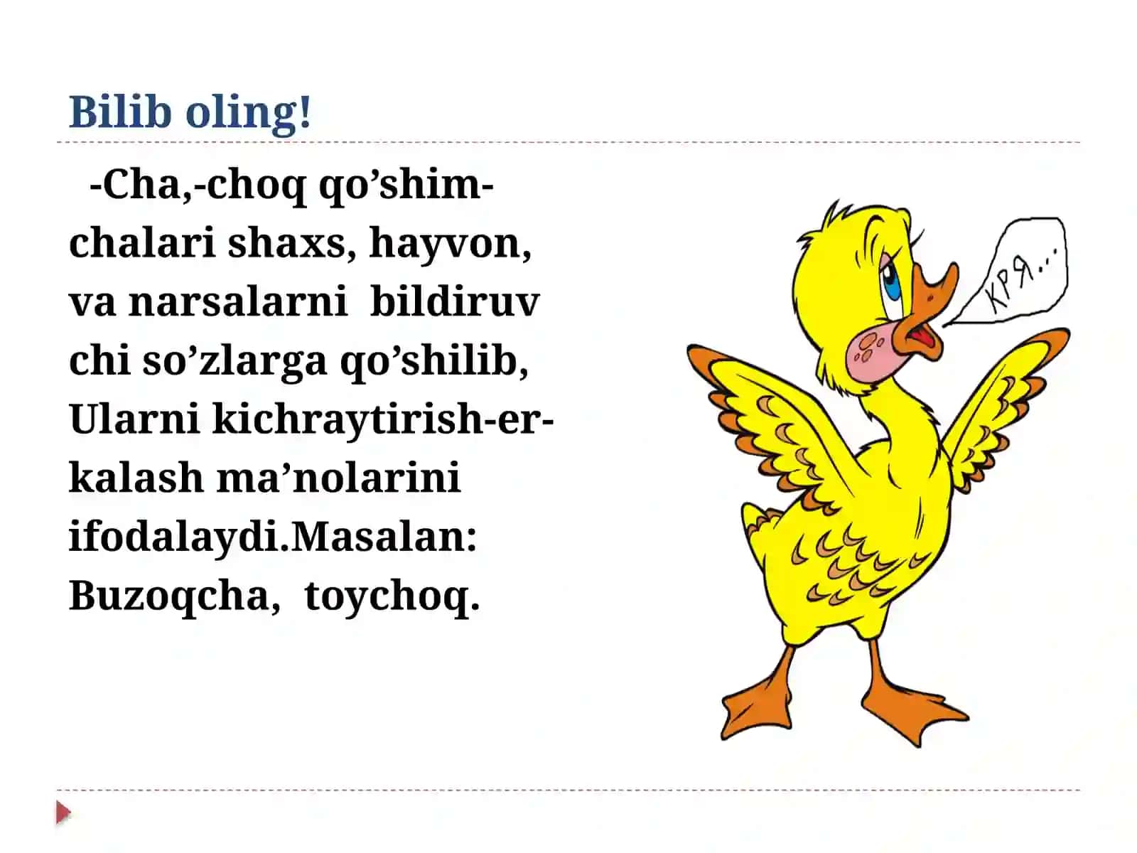 3-sinf O'zbek tili fanidan dars ishlanma. Uy hayvonlari va parrandalar 3