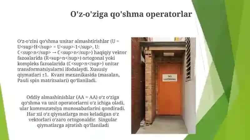 O'z-o'ziga qo'shma operatorlar 3
