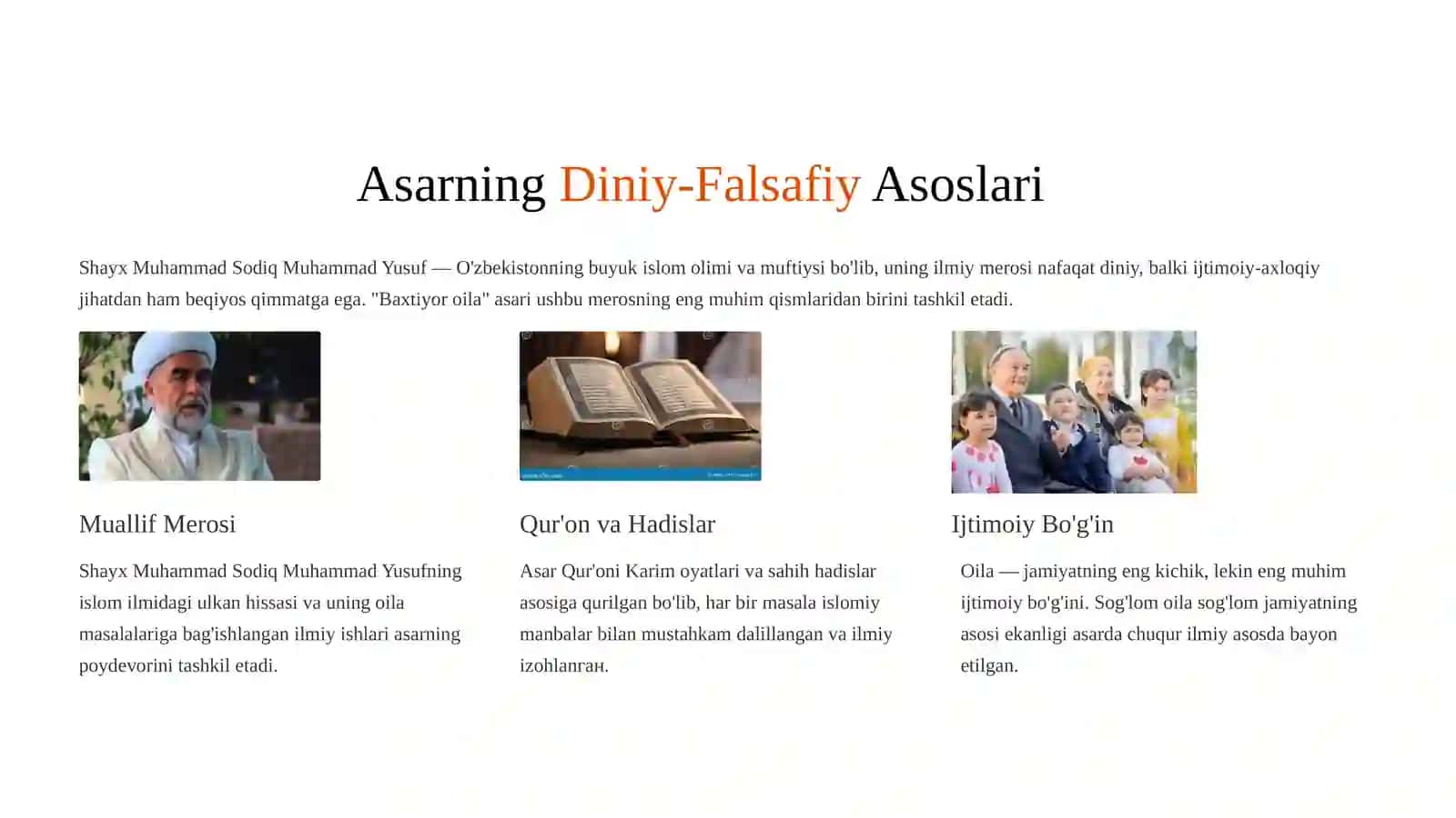 Shayx Muhammad Sodiq Muhammad Yusufning"Baxtiyor Oila"Asarida Islom Qadriyatlarining Talqini 3
