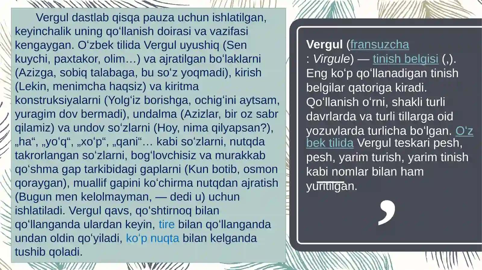 Vergul qo‘yish, so‘zlar bo‘g‘inlargabo‘lish qoidalari 3