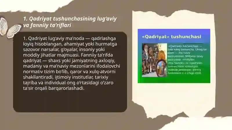 Qadriyat tushunchasining maʼnosi va uning umumiy tavsifi 3