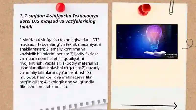 Texnologiya darsi DTS tahlili va oʻquv fan dasturlarining mazmuni 3