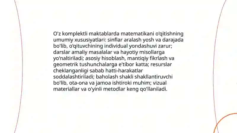 O'z komplektli maktablarda matematika o'qitish xususiyat 3