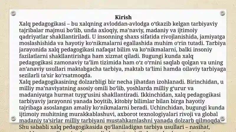 Xalq pedagogikasida tarbiya usullari 3