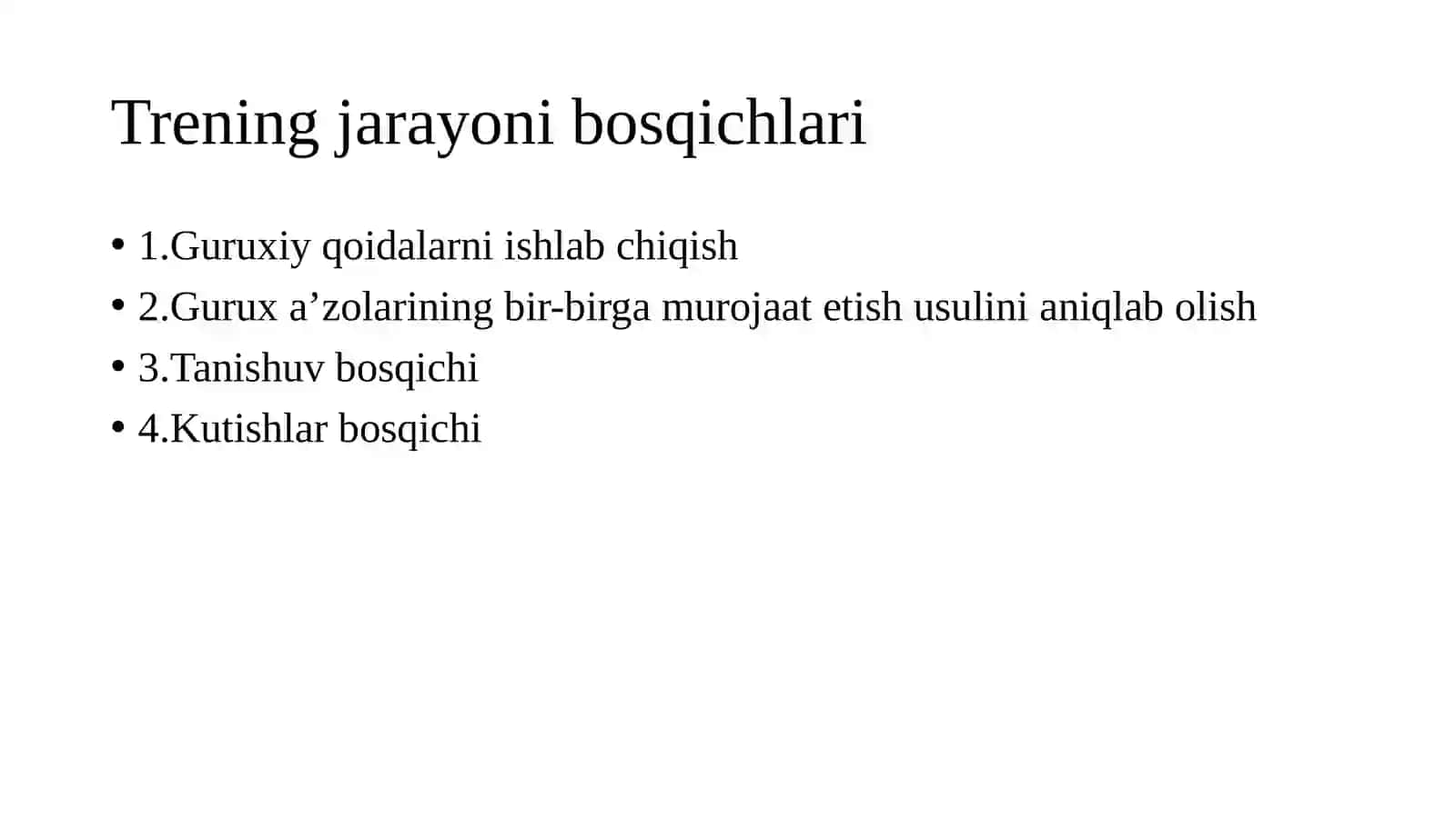 Psixologik treningning bosqichlari va guruhiy dinamika 3