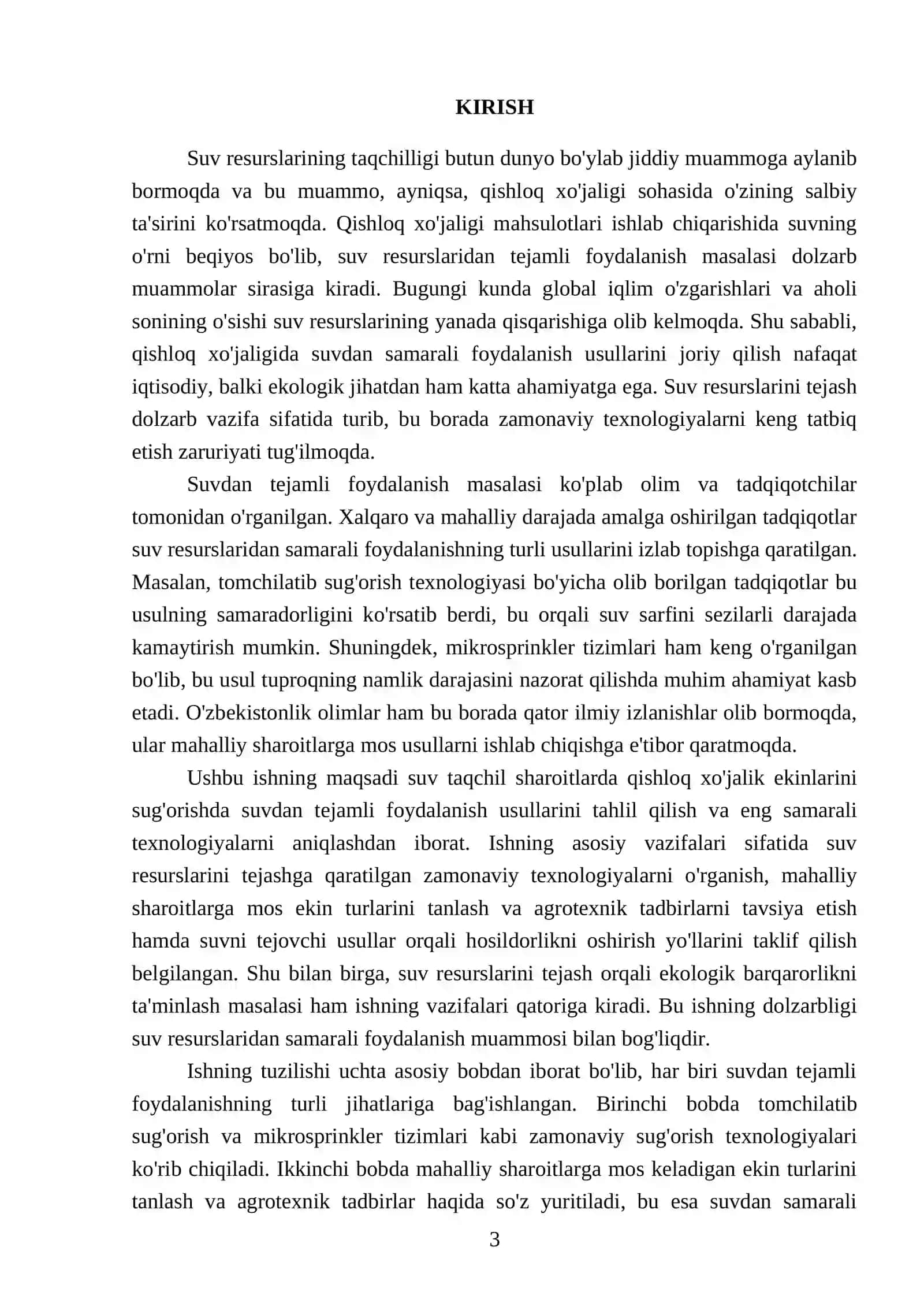 Suv taqchil sharoitlarda qishloq xoʻjalik ekinlarni sugʻorishda suvdan tejamli foydalanish usullari 3