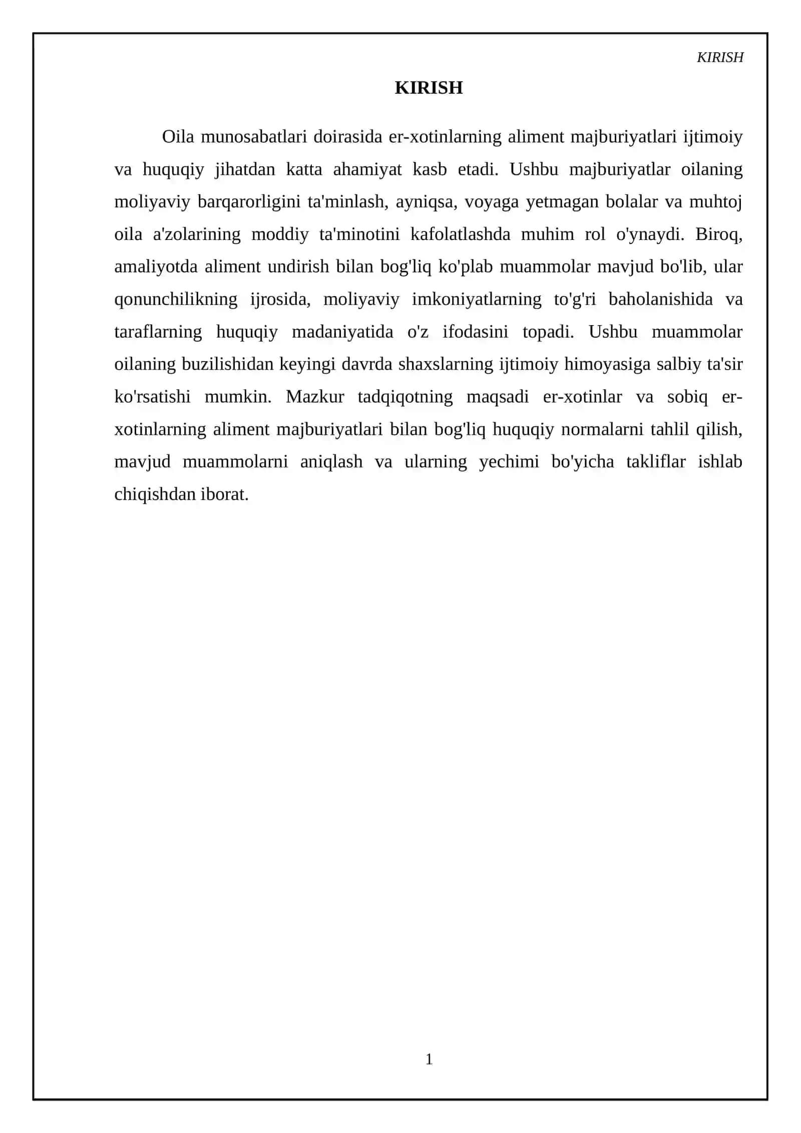 Er-xotinlar va sobiq er-xotinlarning aliment majburiyatlari 3