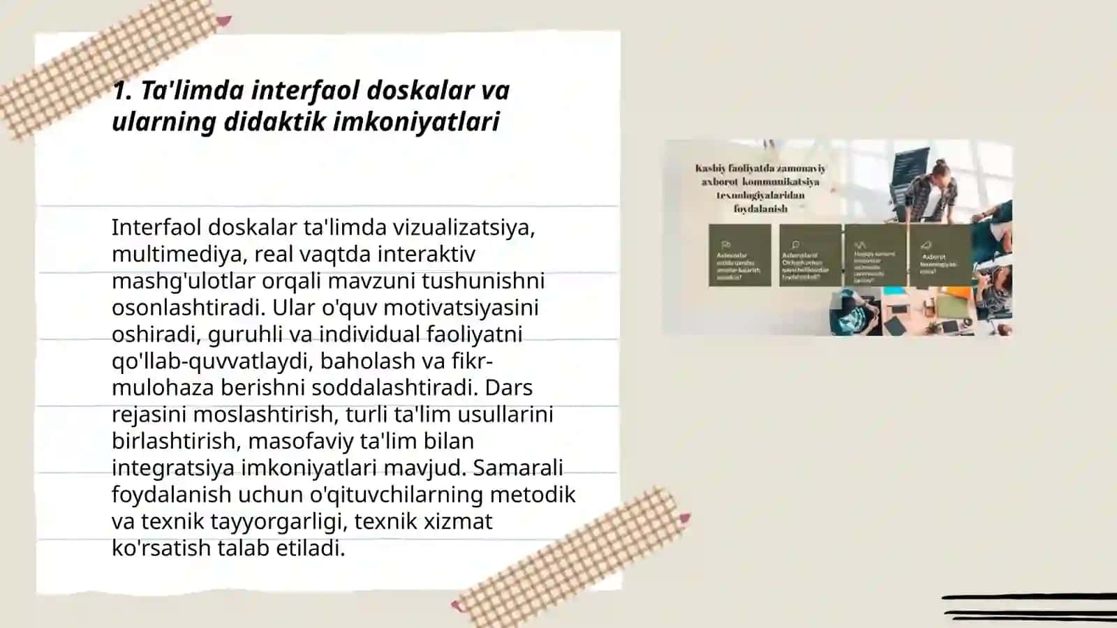 Axborot texnologiyalari -kasbiy faoliyatda qullash fanidan taqdimoti 3
