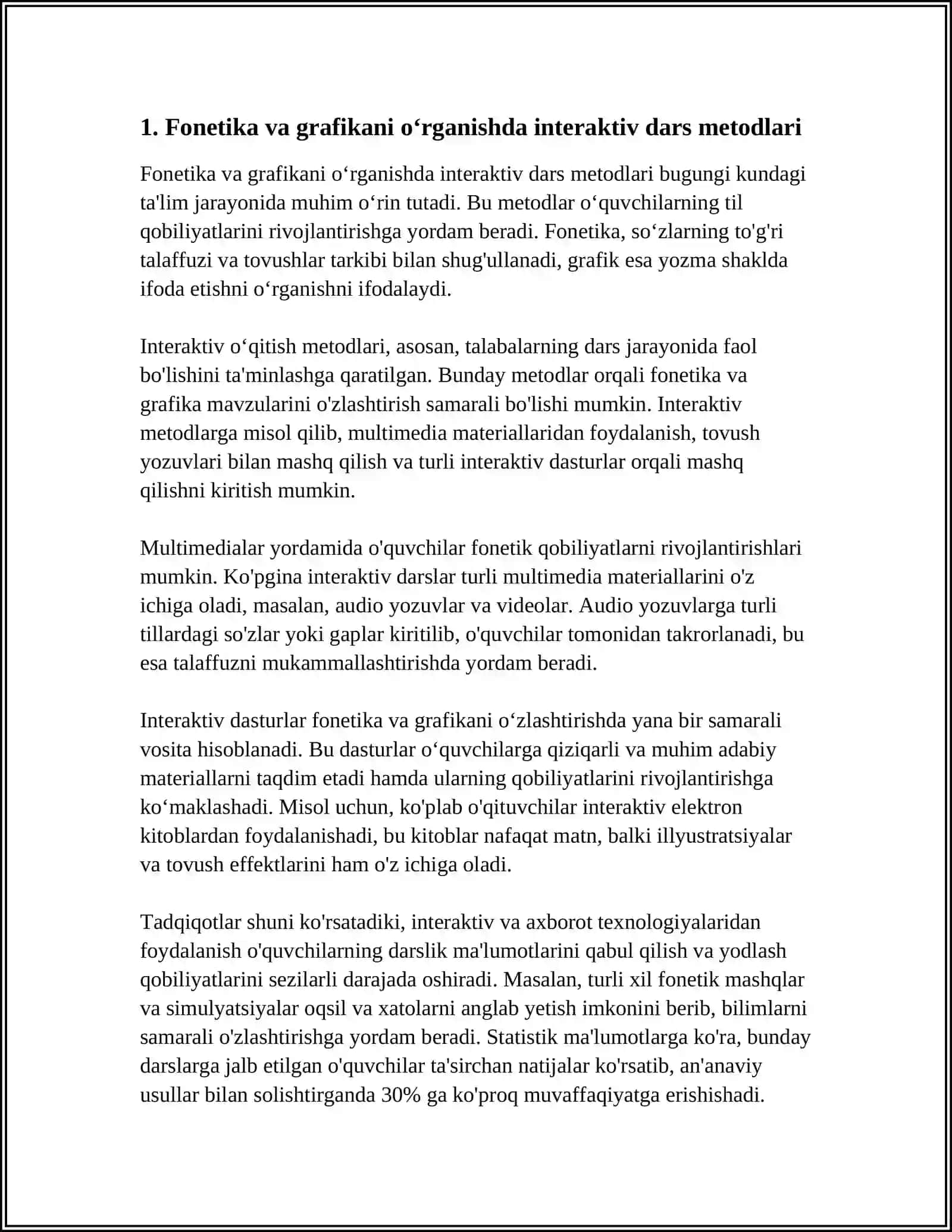 FONETIKA VA GRAFIKA ASOSLARINI ÕRGANISHDA PEDAGOGIK TAHNALOGIYALARNI QÕLLASH 3
