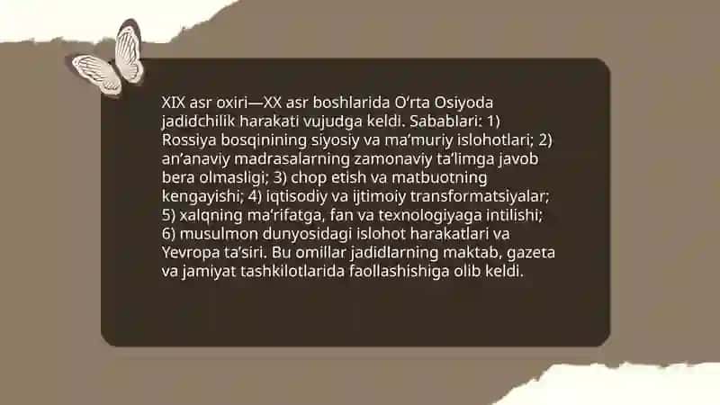 O'rta Osiyoda jadidchilik harakatlari 3