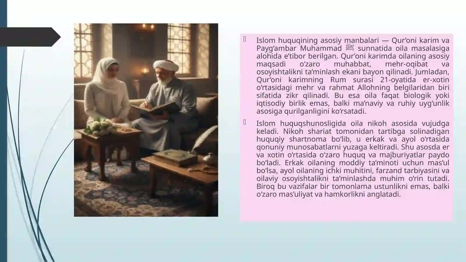 Islom huquqshunosligida oila, nikoh taloq, idda, zihor tushunchalarini ta'riflash 3