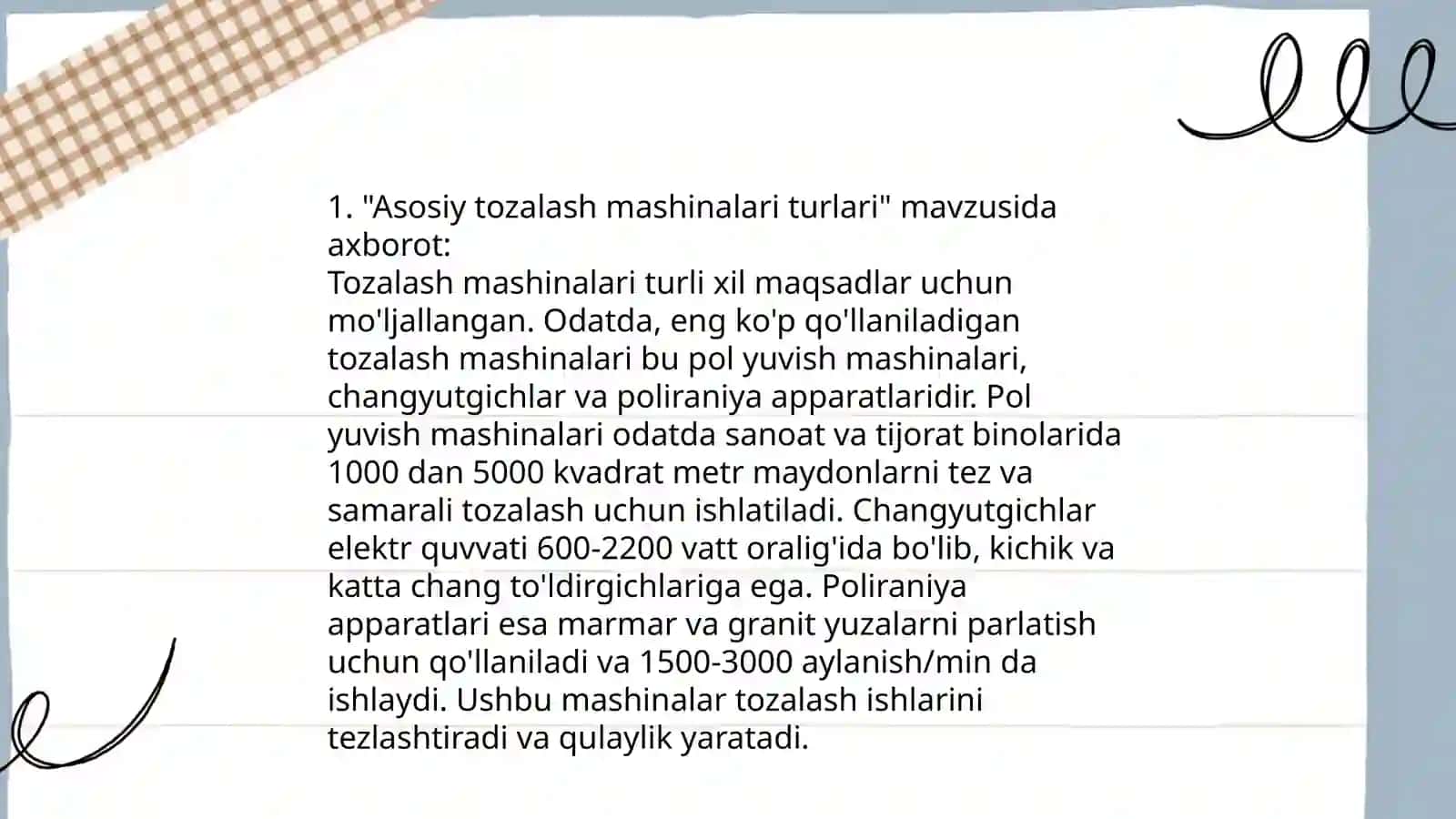 Asosiy tozalash mashinalarining qiyosiy tahlil 3