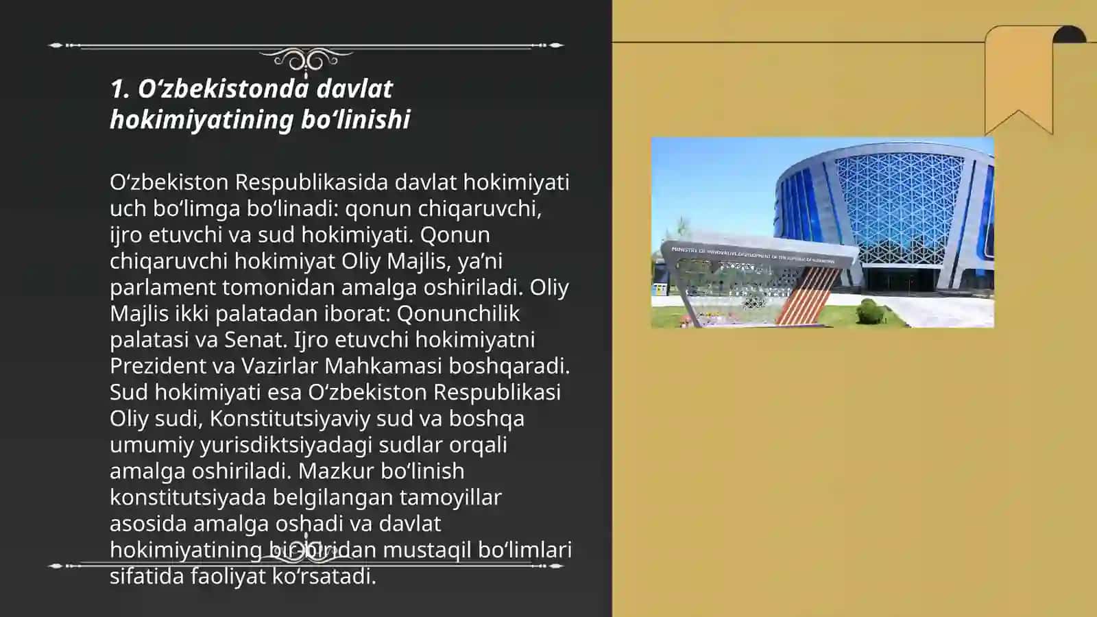 O‘zbekistonda davlat hokimyatini bo‘linishi va ularning vazifalari 3