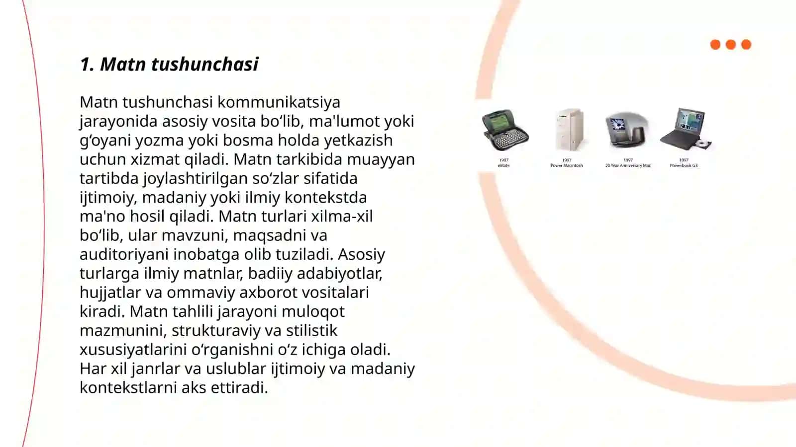 Matn va uning turlari. Matn hosil qiluvchi vositalari 3