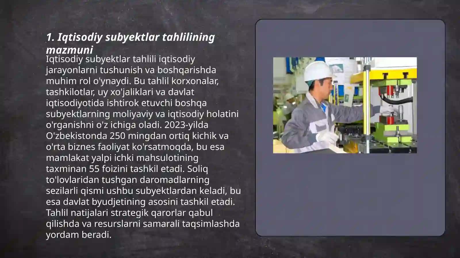 Iqtisodiy subyektlarni tahlil qilish bosqichlari 3