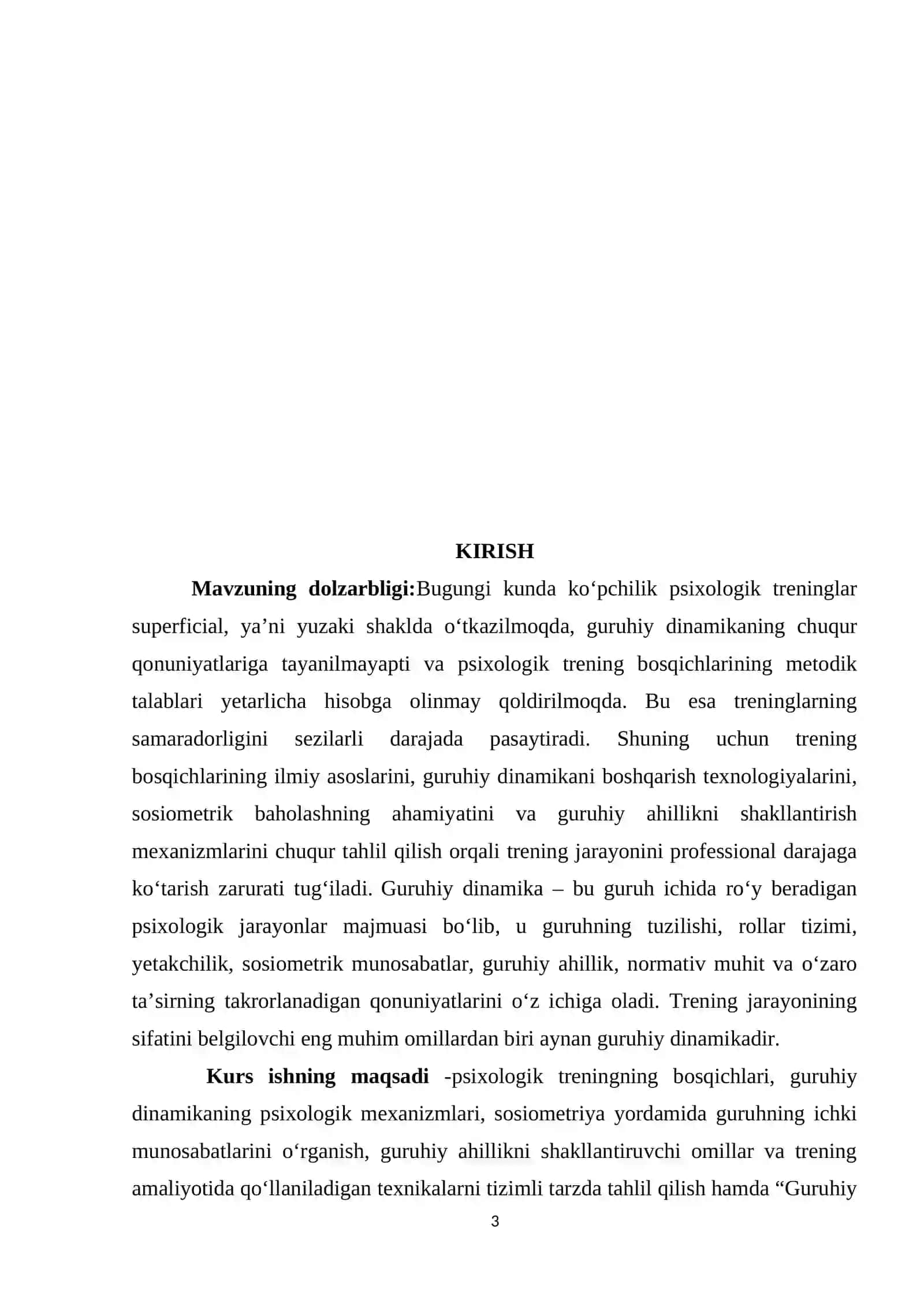 Psixologik treningning asosiy bosqichlari va guruhiy dinamika jarayonlari 3