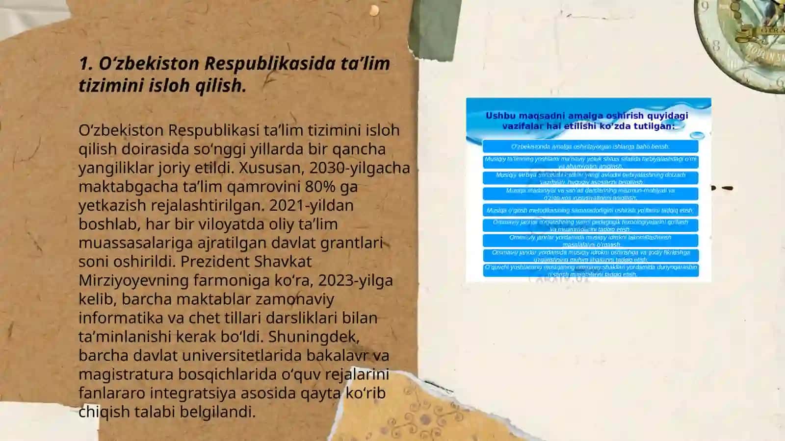 Oʻzbekiston Respublikasida taʼlim sahosida amalga oshirilgan islohotlar 3