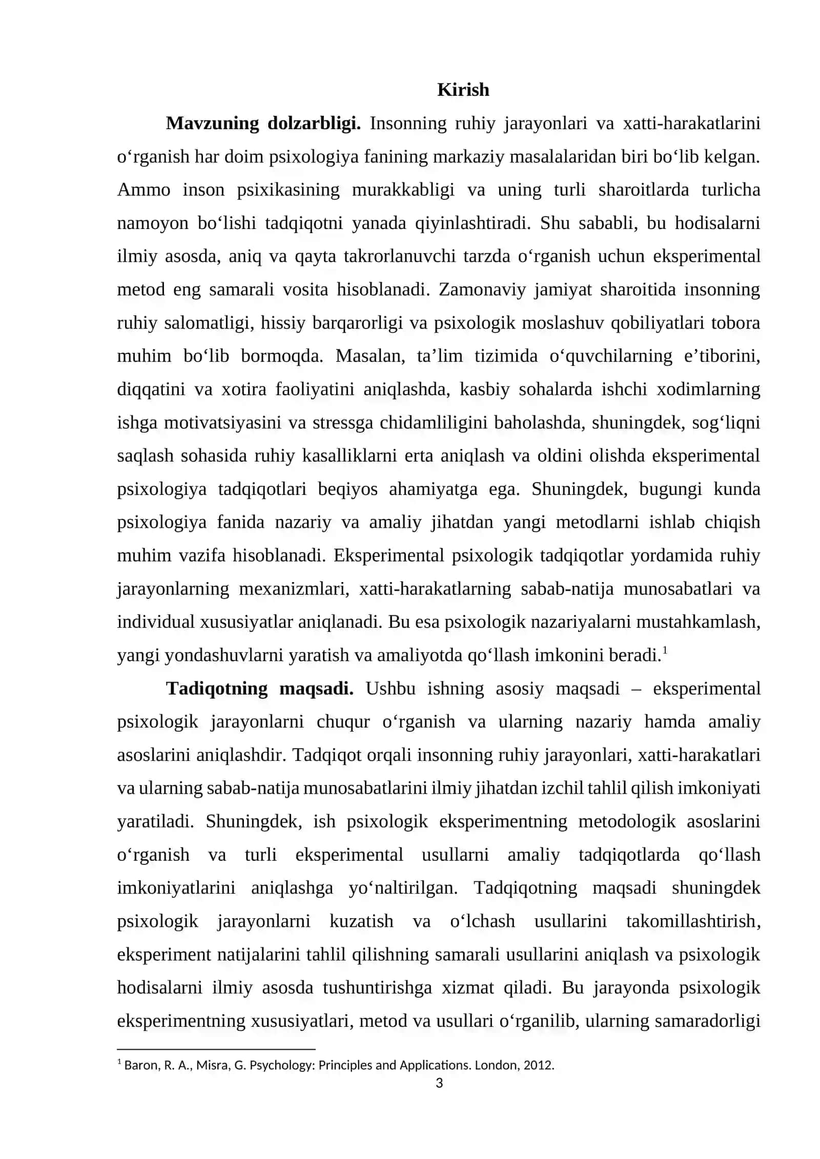 Eksperimental psixologik jarayonlari bosqichlari mavzusidagi kurs ishi 3