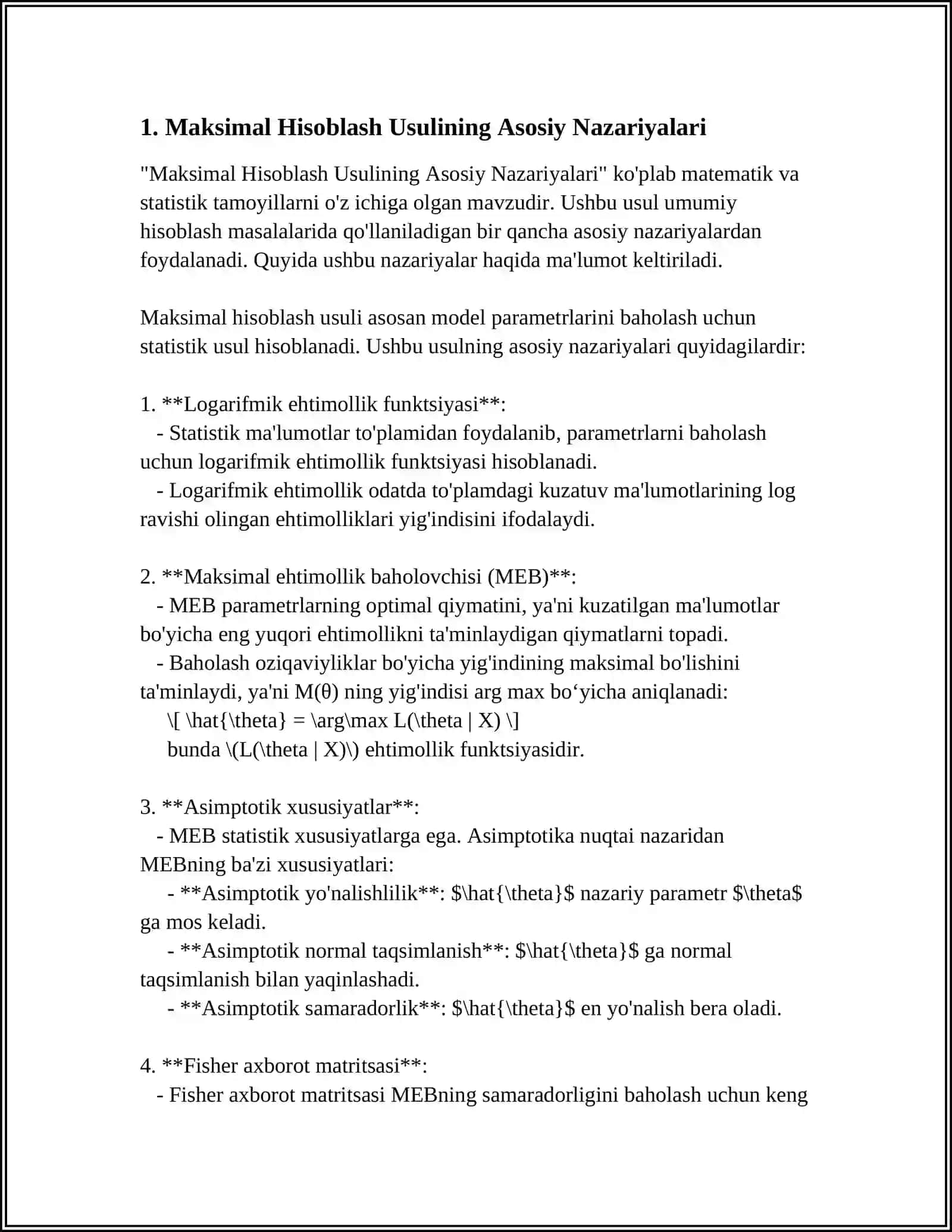 MAKSIMAL HISOBLASH USULI 3