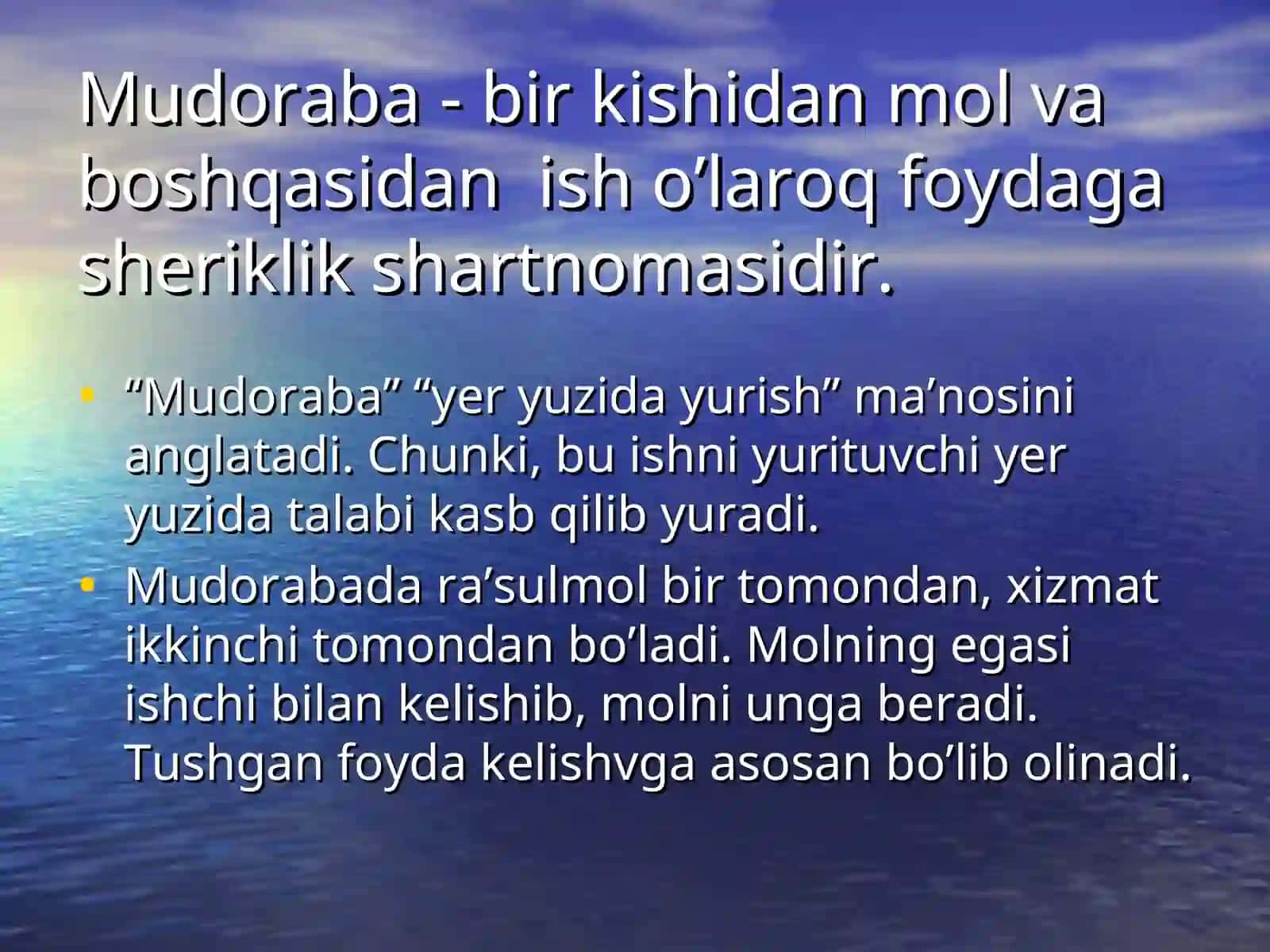 Islom iqtisodiyotida mudoraba sherikchiligi 3