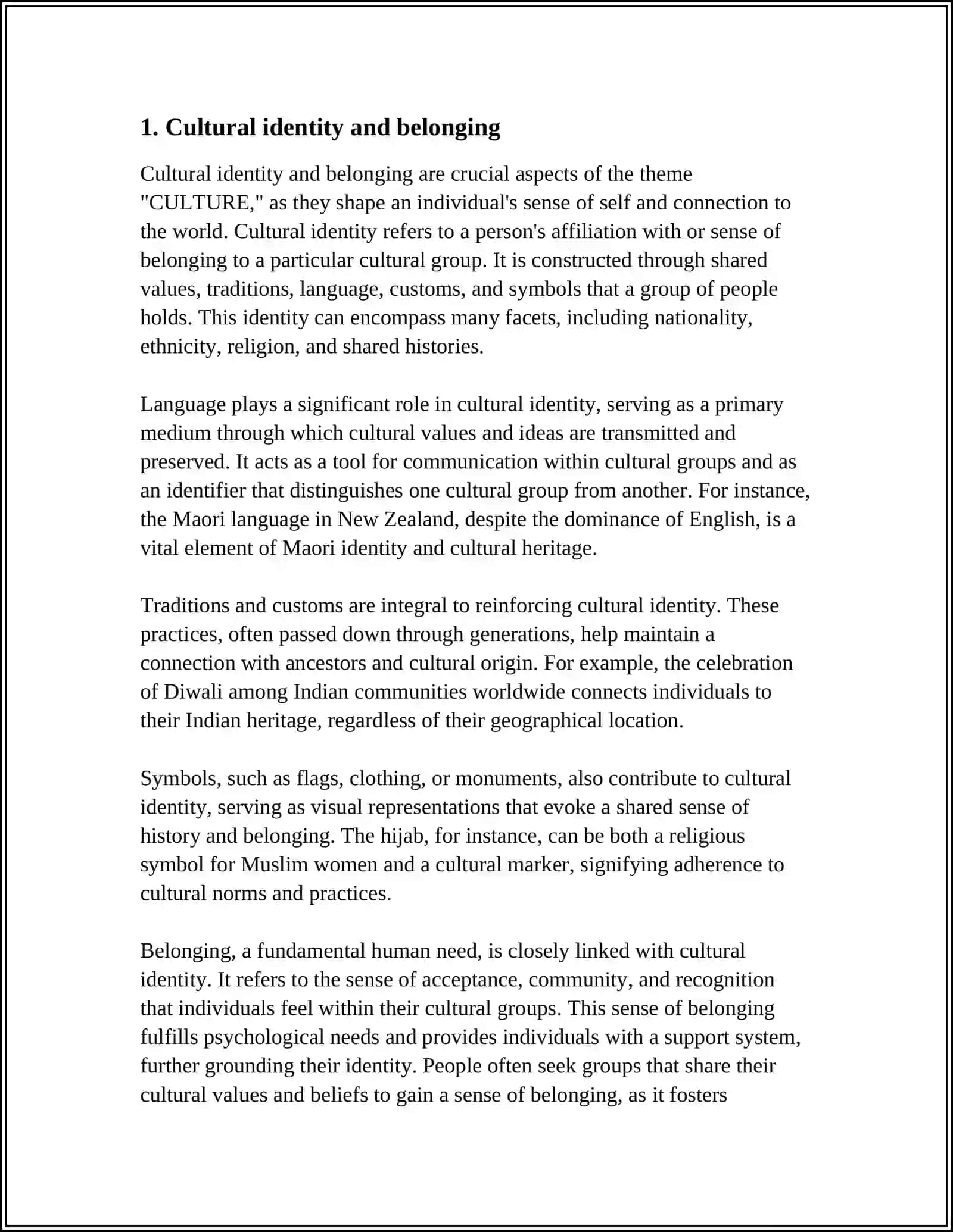 CULTURAL IDENTITY AND BELONGING 3