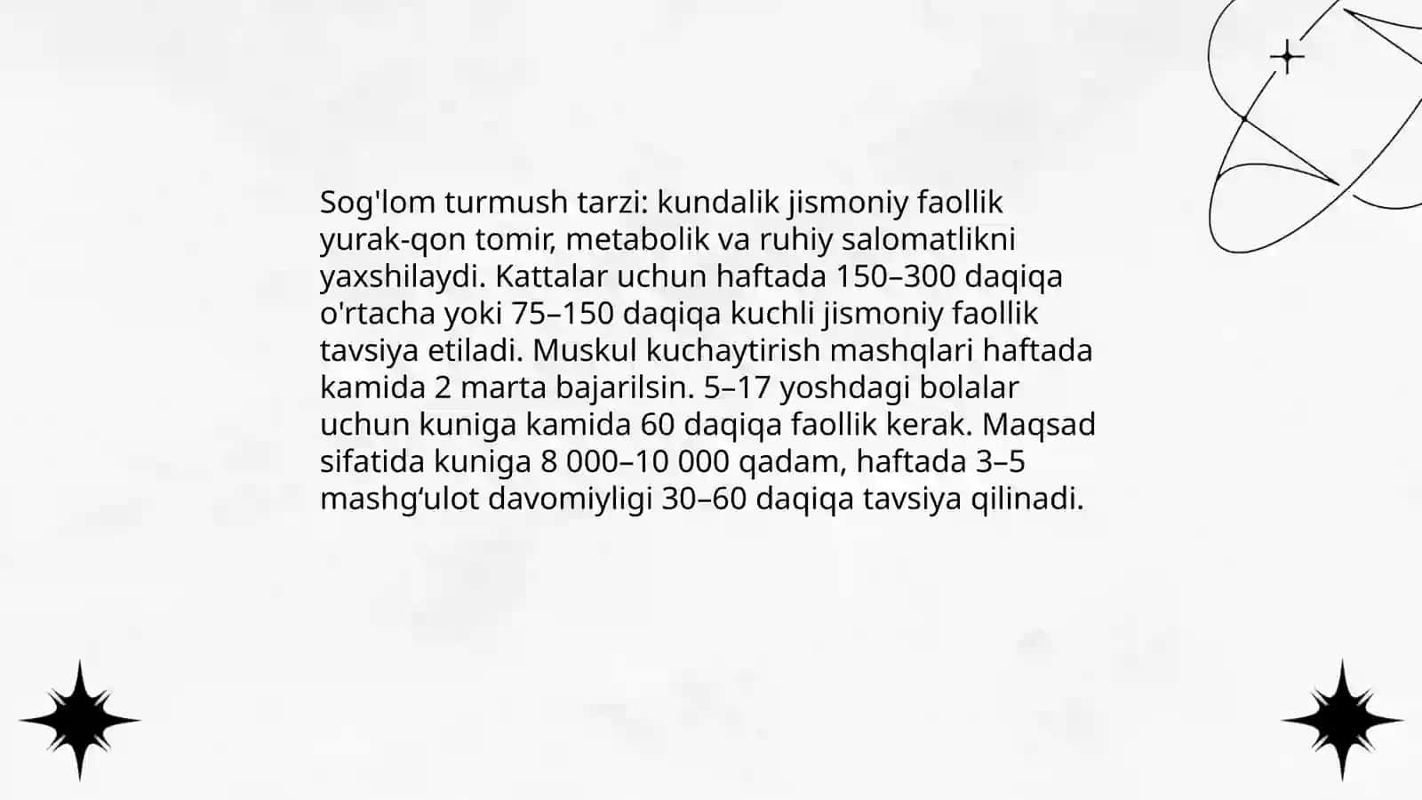 Sog'lom turmush tarzi va sport, sog'lom turmush tarzi. Marsov shohjahon 3