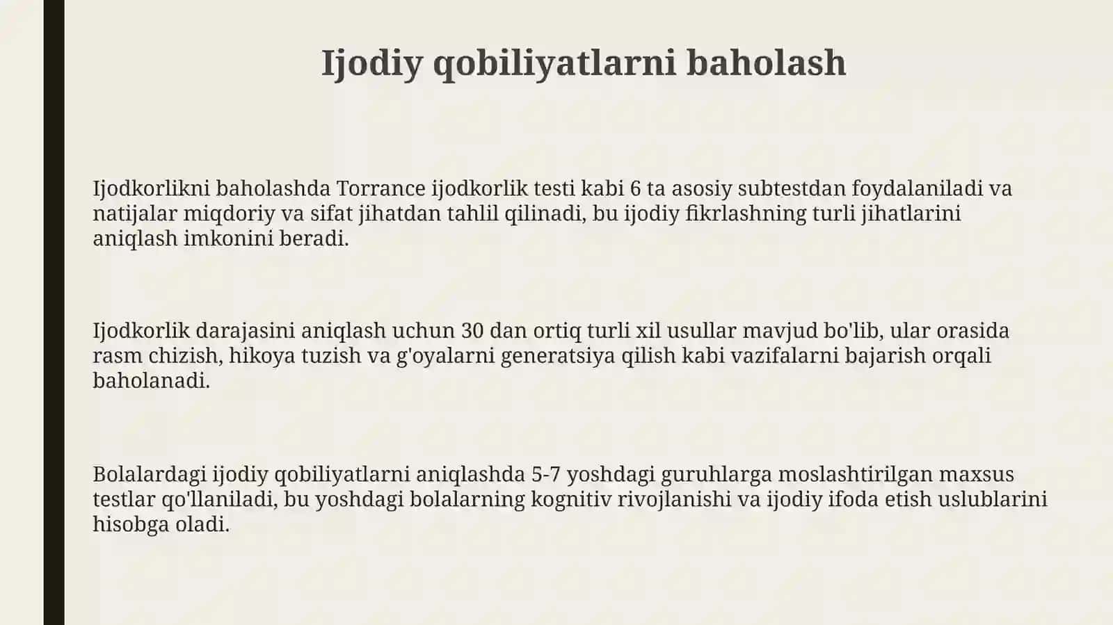 Ijodiy qobiliyatlarni baholash 3