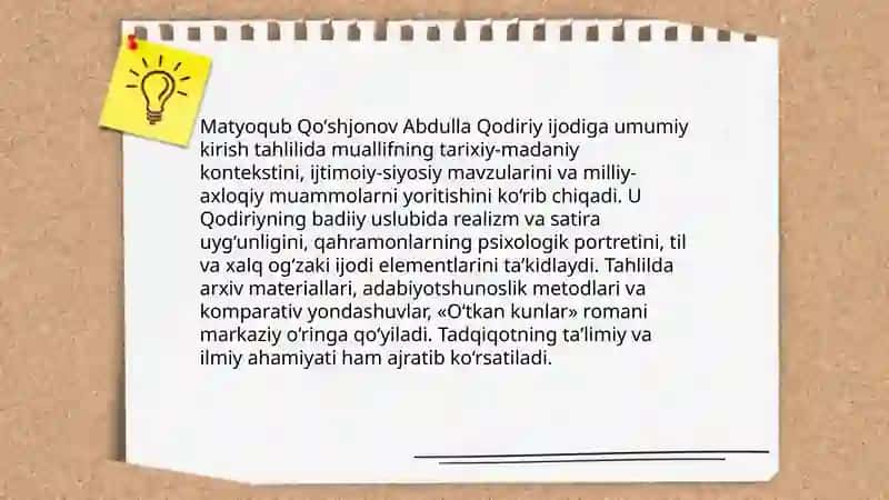 Matyoqub Qoʻshjonov-Qodiriyshunos 3