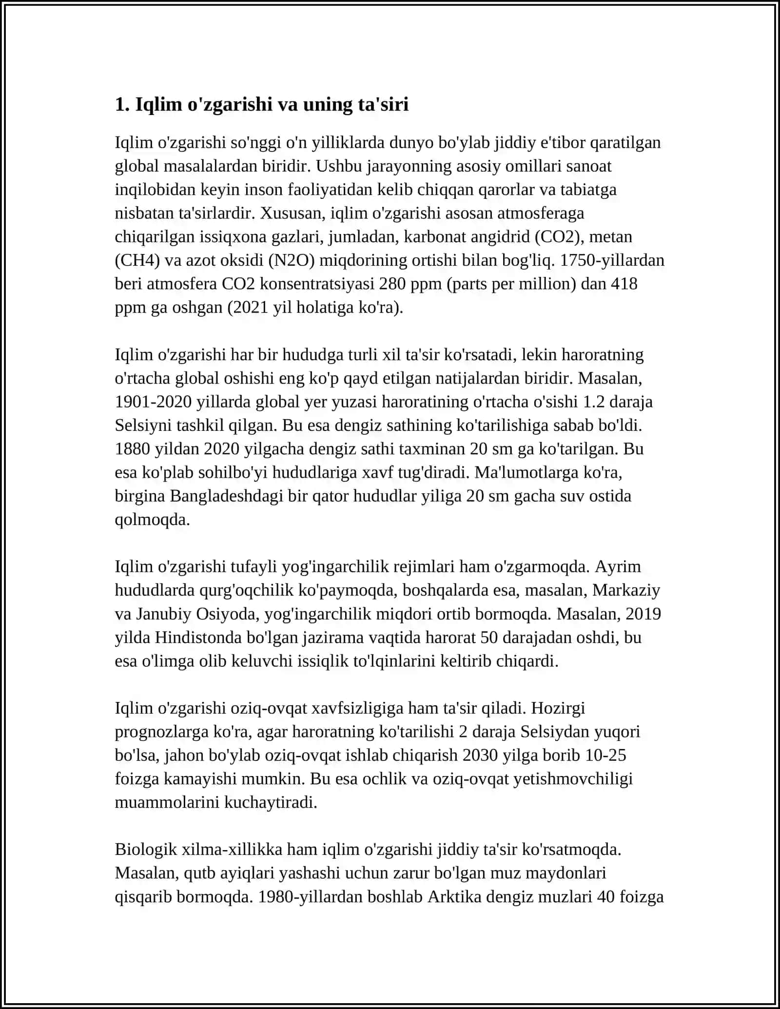 OʻZBEKISTONDA EKOLOGIYA VA ATROF-MUHIT MUHOVAZASI ODI BITIMLARNI AMAL QILINISHI VA BAJARILISHI 3