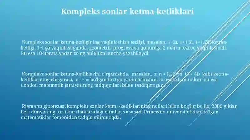 Kompleks sonli ketma-ketliklar va ularning limiti 3