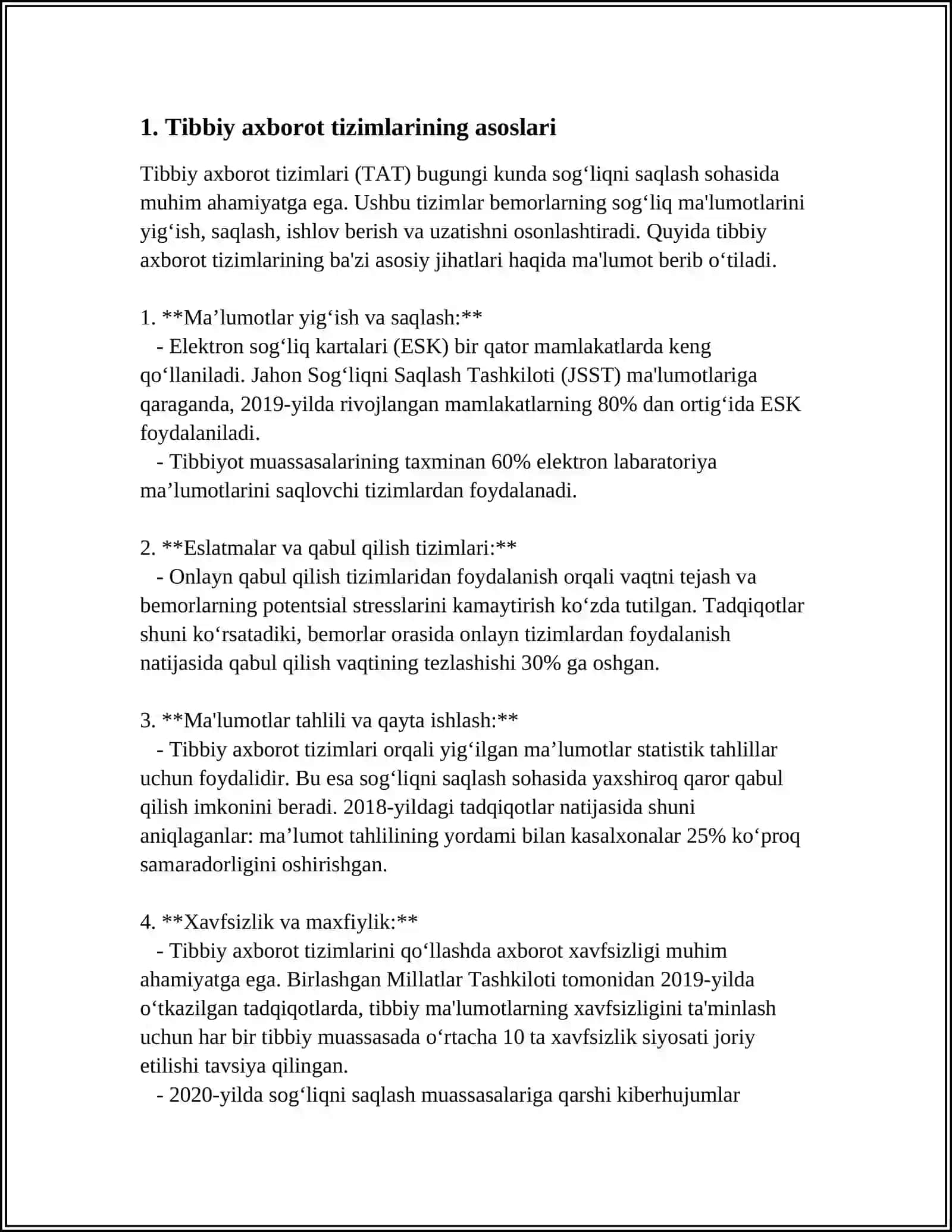 TIBBIY AXBOROT KOMMUNIKATSIYA TIZIMLARI VA DASTURIY TAʼMINOTI 3