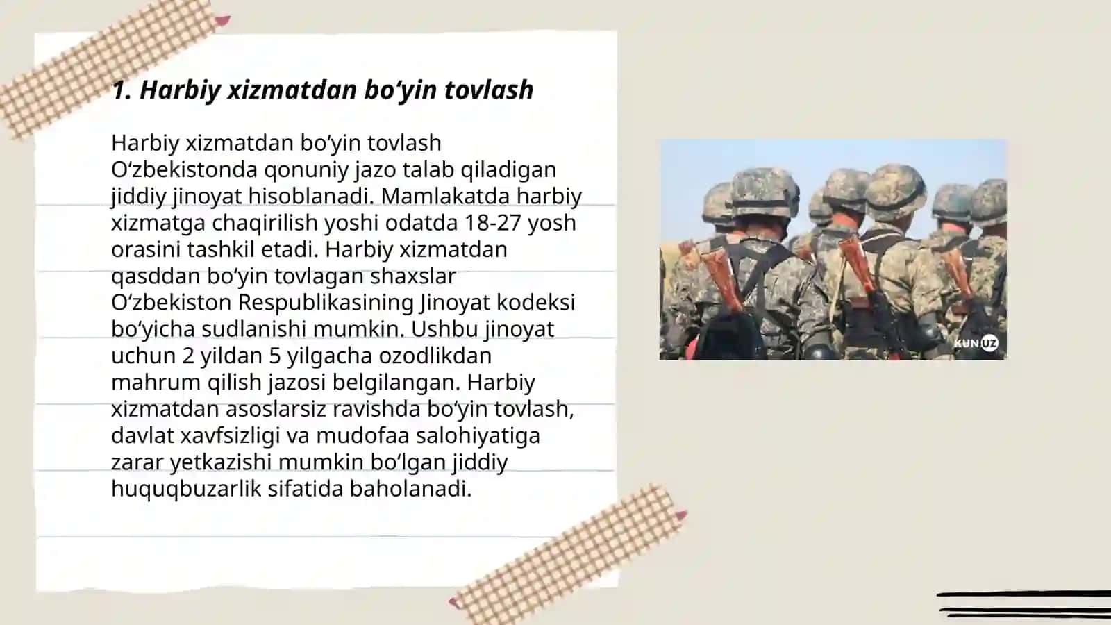 Harbiy hizmatni oʻtash tartibiga qarshi jinoyatlar 3