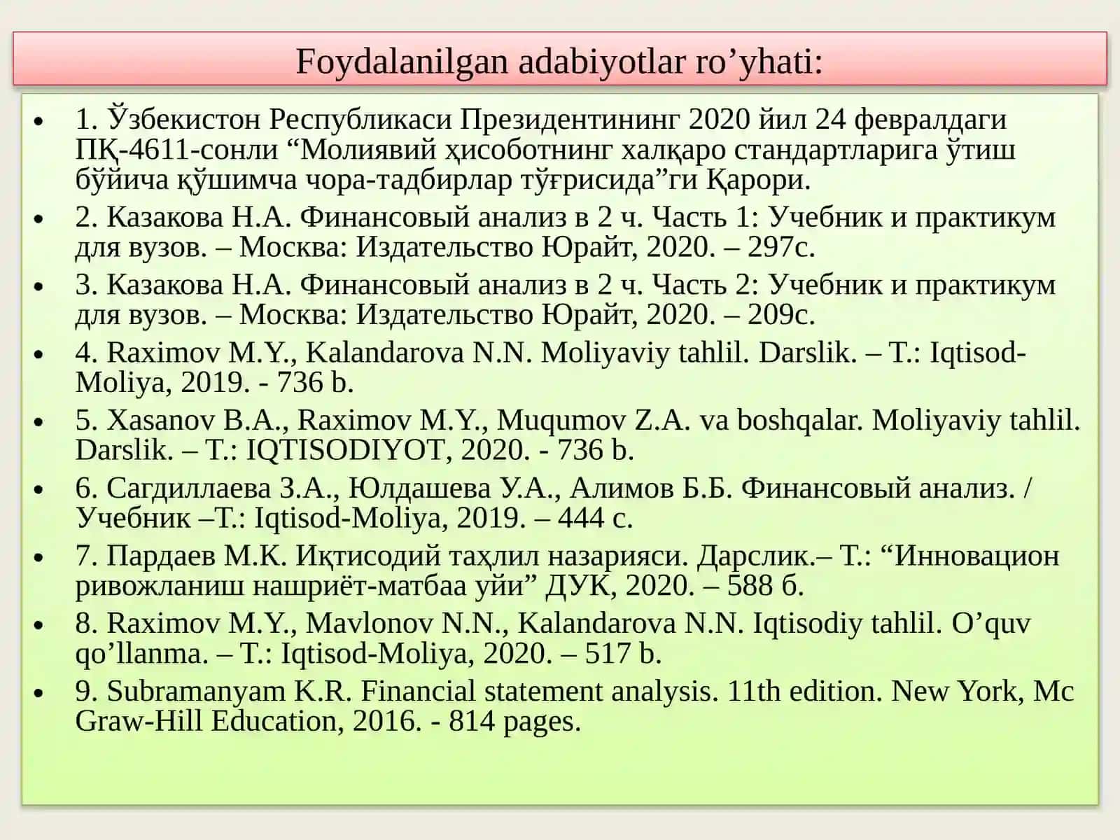IQTISODIY TAHLIL FANIDANTAQDIMOT 3