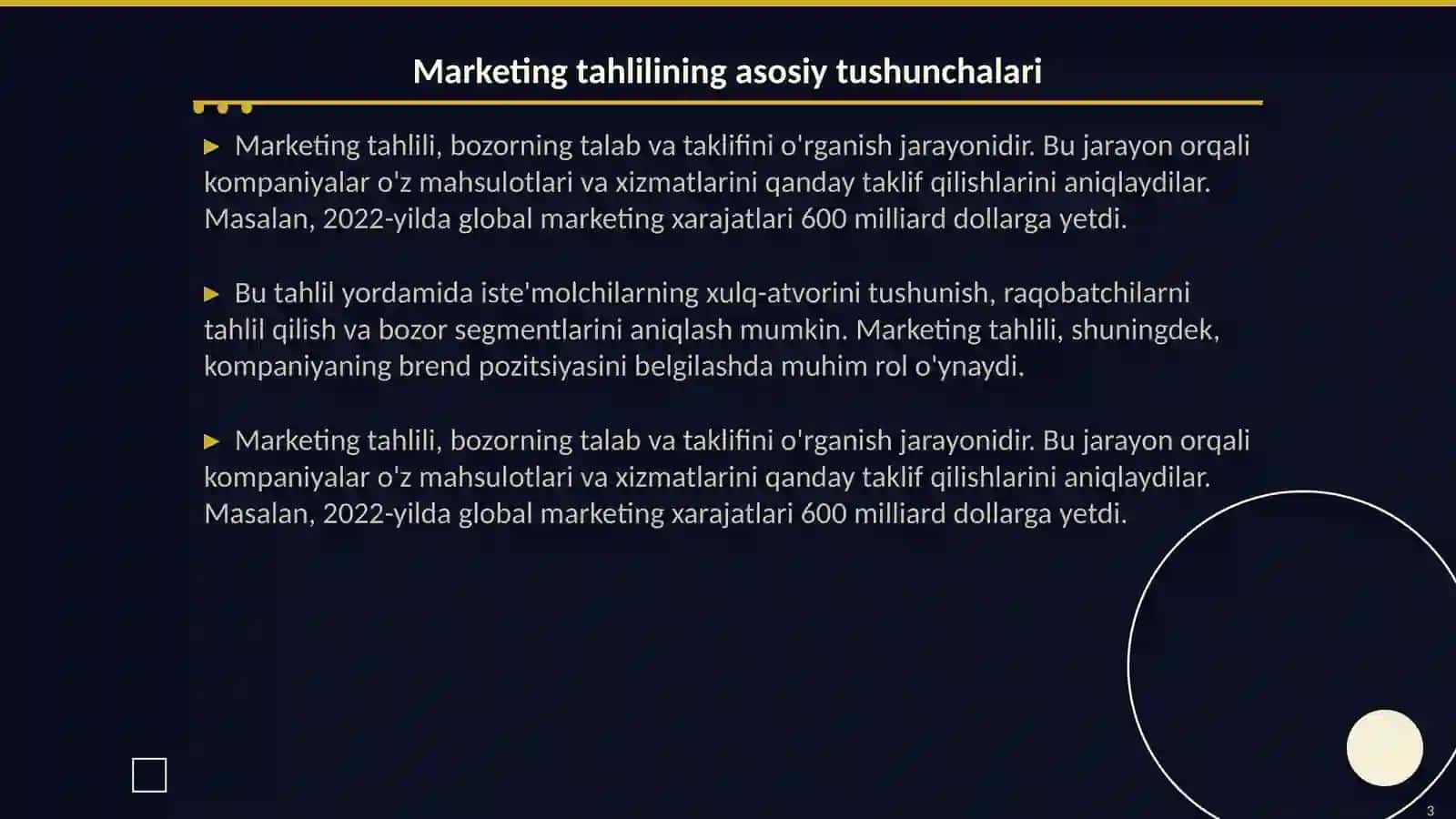 Marketing tahlili, investitsion tahlil va funksional qiymat tahlili 3