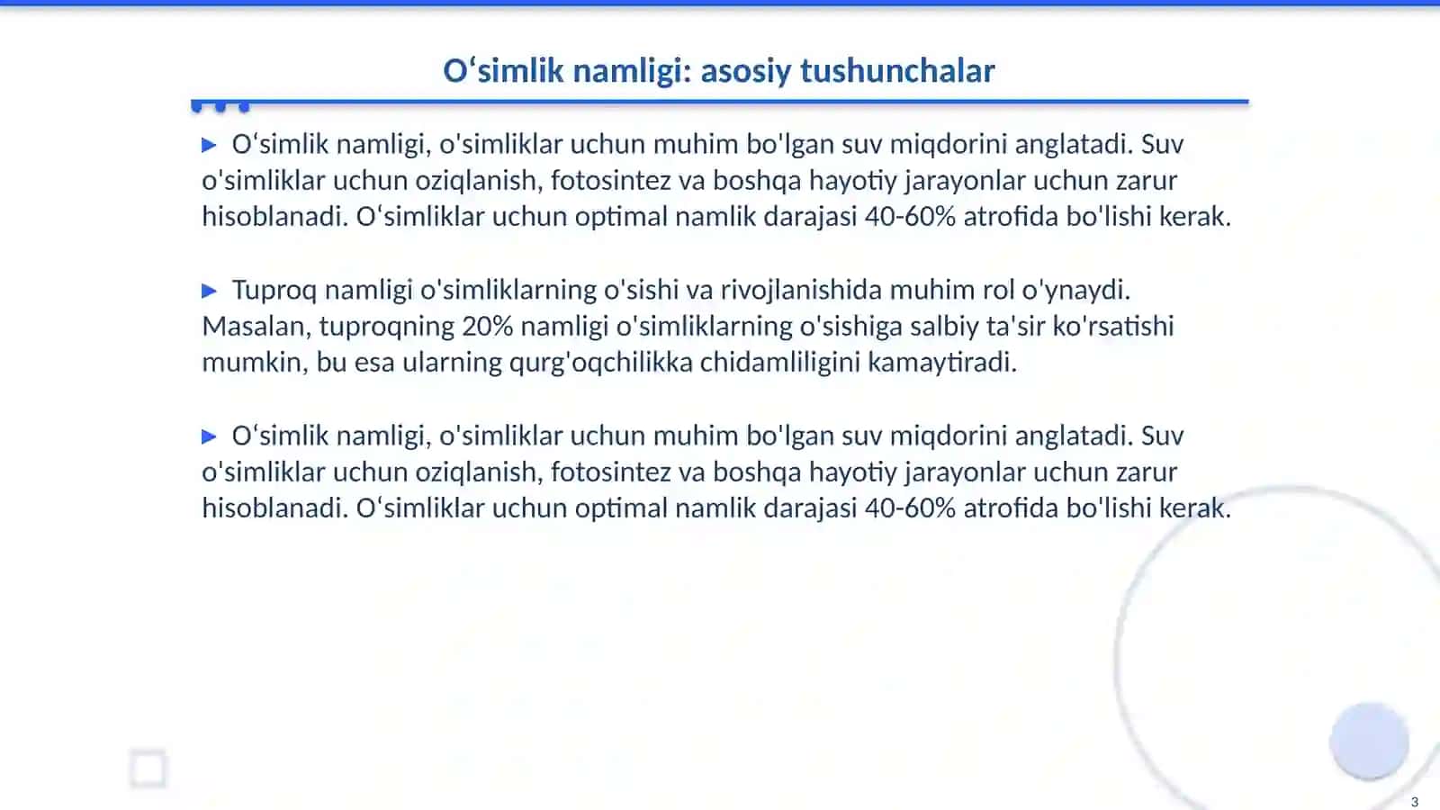 Oʻsimlikka namlik miqdorining ta'siri 3