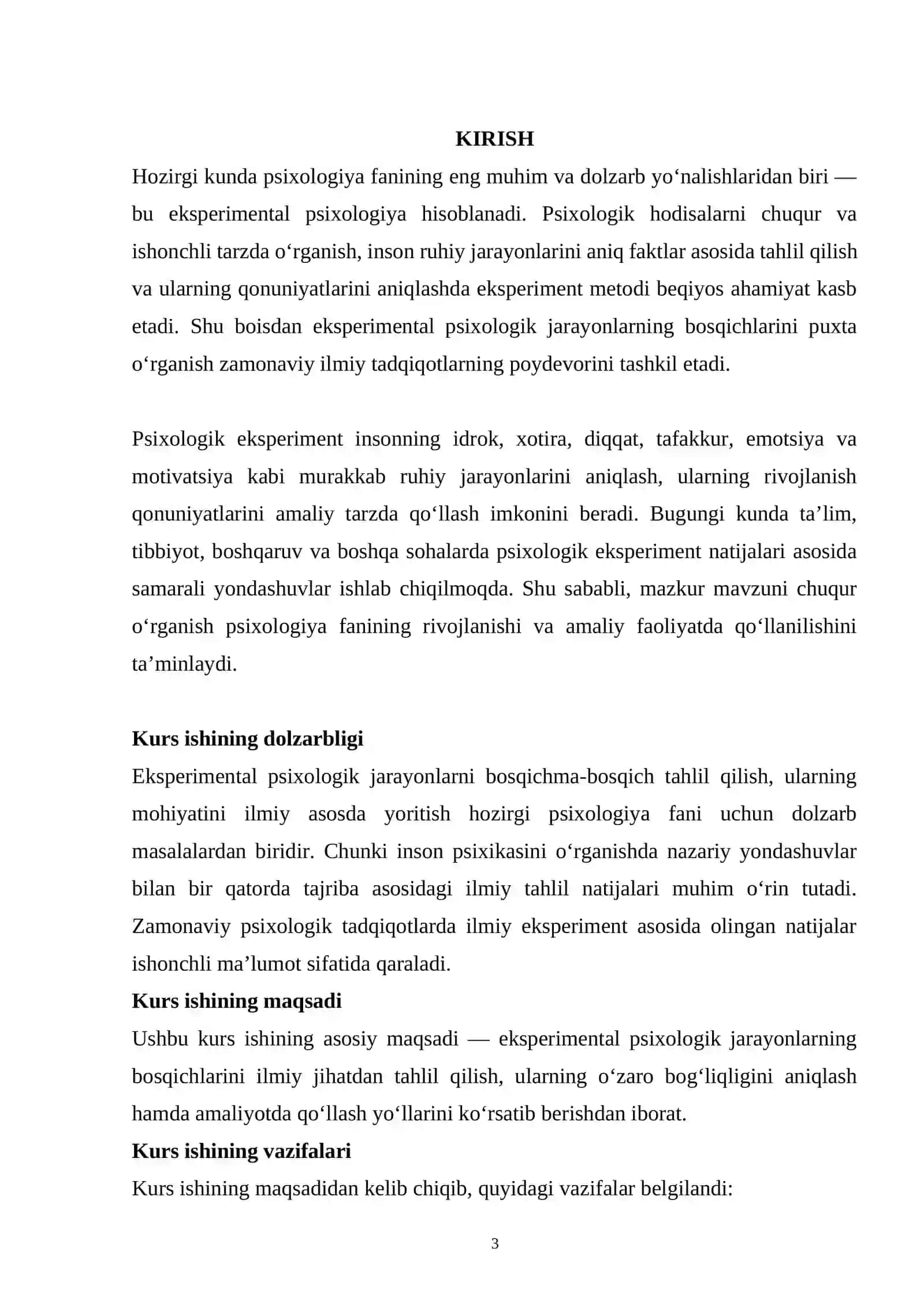 Eksperimental psixologik jarayonlar bosqichlari 3
