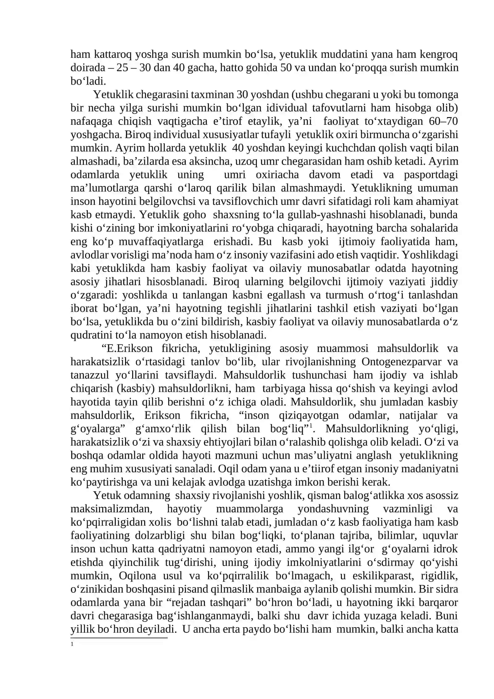 YETUKLIK DAVRINING PSIXOLOGIK XUSUSIYATLARI. PSIXOGERONTOLOGIYA – KEKSALIK PSIXOLOGIYASI 3