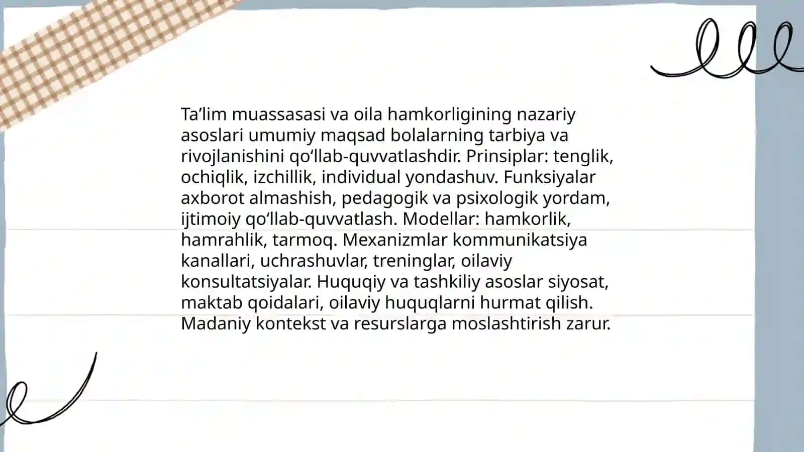 Taʼlim muassasasi va oilada beradilar ijtimoiy pedagogik faoliyat 3