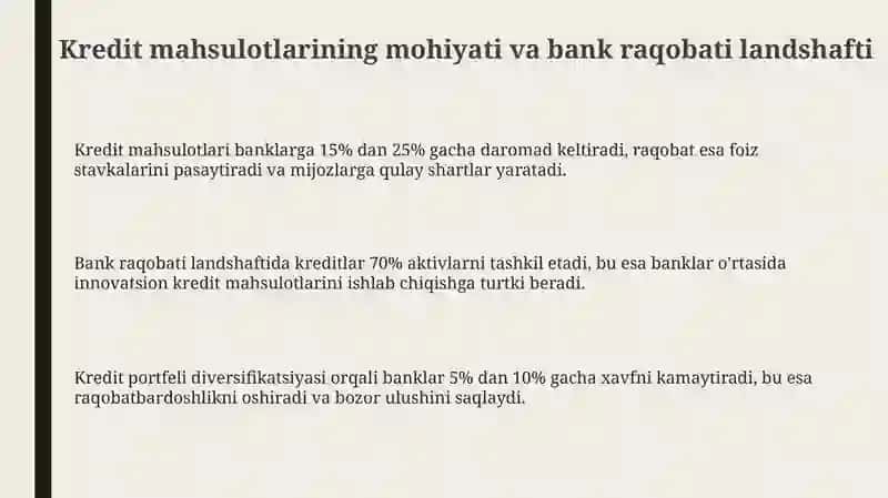 Kredit mahsulotlarining bank raqobatidagi roli 3