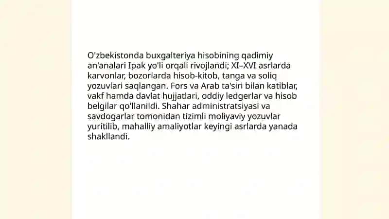 O'zbekistonda buxgalteriya hisobining rivojlanish tarixi 3