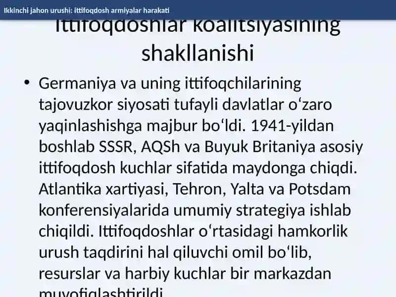 Ikkinchi jahon urushi: ittifoqdosh armiyalar harakati 3